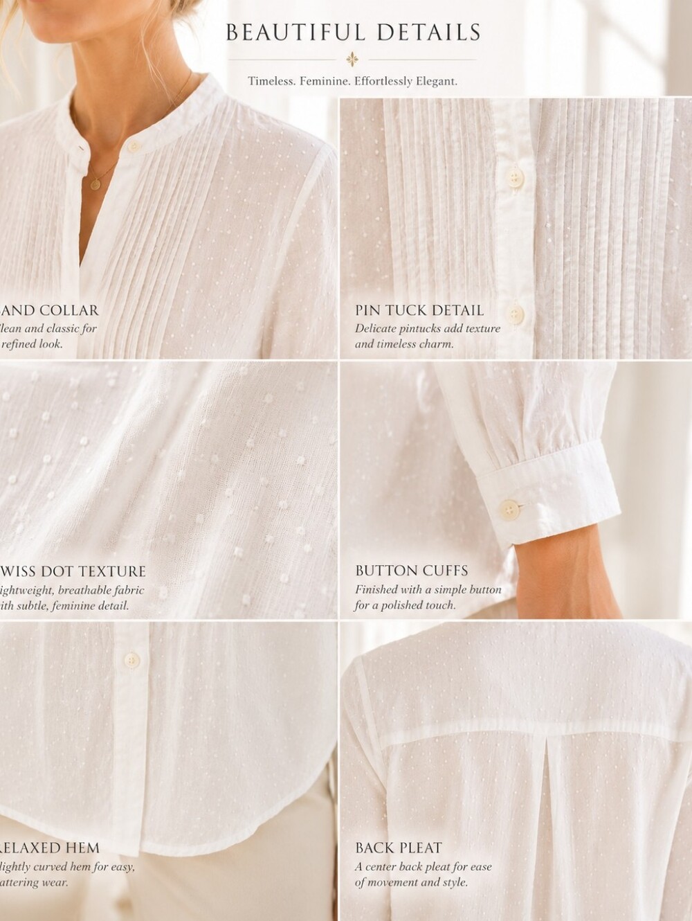 GAP Swiss Dot Pintuck Blouse White Cotton Romantic Feminine Top | Size Small - Picture 3 of 11